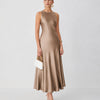 Sleeveless Round Neck Maxi Dress in Warm Beige