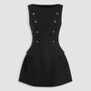 Button Detail Sleeveless Mini Dress in Soft Black