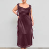Ruched Ruffle Mesh Sleeveless Bodycon Midi Dress Curve and Plus in Deep Wine