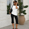 Ruched Asymmetrical Hem Top in Classic White