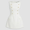 Button Detail Sleeveless Mini Dress in Classic White