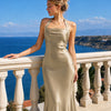 Halter Neck Maxi Dress in Warm Beige