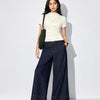 Draped Mock Neck Fitted Top in Off White