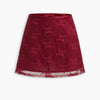 Lace-Trim A-Line Mini Skirt in Merlot