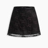 Lace-Trim A-Line Mini Skirt in Classic Black