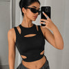 Cut Out Sleeveless Crop Top in Classic Black