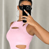 Cut Out Sleeveless Crop Top in Baby Pink