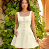 Corset Detail Fit and Flare Mini Dress in Cream
