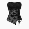 Mesh Asymmetrical Corset Top in Soft Black