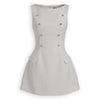 Button Detail Sleeveless Mini Dress in Light Grey