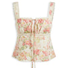 Floral Lace Trim Tie Front Cami Top in Pearl White