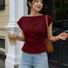 Asymmetric Wrap Waist Sleeveless Top in Merlot