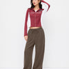 High Waist Wide Leg Drawstring Sweatpants in Coffee Brown