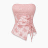 Mesh Asymmetrical Corset Top in Baby Pink