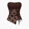 Mesh Asymmetrical Corset Top in Chocolate Brown