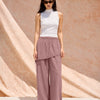 Textured Drawstring Wide Leg Pants in Dusty Pink