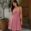 Ruched Bust Spaghetti Strap Mini Dress in Dusty Pink