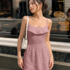 Ruffle Trim Square Neck Mini Dress in Dusty Pink