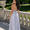 Floral Textured Cross Back Midi Dress in Lilac