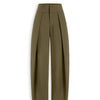 Front Pleat High Rise Wide Leg Pants in Brown