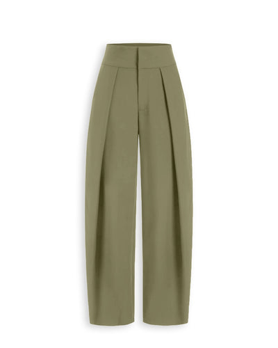 Front Pleat High Rise Wide Leg Pants in Sage Green