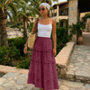 Tiered Ruffle Maxi Skirt in Maroon