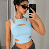 Cut Out Double Strap Crop Top in Baby Blue