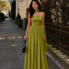 Strapless Flared Maxi Dress in Dark Citron