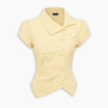 Gingham Pointed Collar Button Front Peplum Top in Butter Yellow