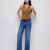 V Neck Wrap Front Sleeveless Top in Rust Brown