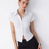 Pinstripe Tailored Button Front Fitted Shirt in Classic White