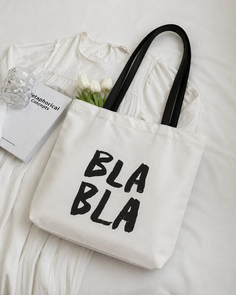 Minimal Graphic Canvas Tote Bag in Off-White