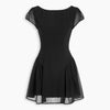 Cap Sleeve Fit and Flare Mini Dress in  Classic Black