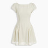 Cap Sleeve Fit and Flare Mini Dress in Off White