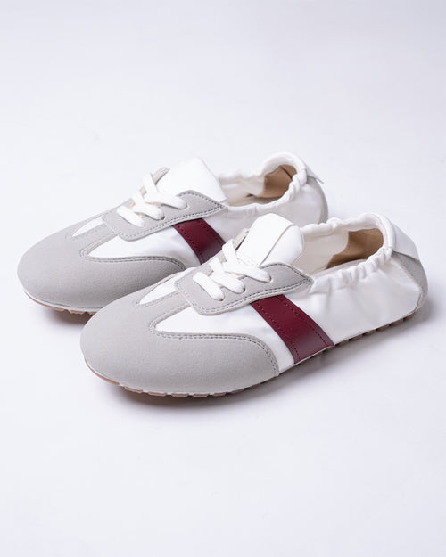Lace Up Contrast Panel Low Top Sneakers Classic White and Grey