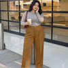High Waist Pleated Wide Leg Trousers in Curve and Plus Rust Brown