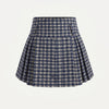 High Waist Plaid Pleated Mini Skirt in Ash Grey