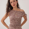 Floral Embroidered Tie Side Fitted Top