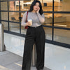 High Waist Pleated Wide Leg Trousers in Curve and Plus in Classic Black