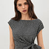 Pinstripe Twist Front Tie Waist Top in Classic Black