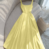 Vintage-Inspired Polka Dot Fit and Flare Midi Dress in Butter Yellow