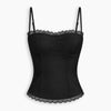 Lace Trim Sweetheart Neck Bustier Cami Top in Black