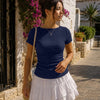 Crew Neck Fitted T-Shirt in Navy Blue
