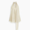 Halter Neck Tie Detail Top with Scarf in Warm Beige