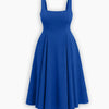 Square Neck Fit and Flare Midi Dress Curve and Plus in Denim Blue