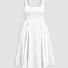 Square Neck Fit and Flare Midi Dress Curve and Plus in Classic White