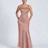 Square Neck Ruched Bodycon Maxi Dress