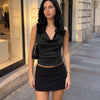 Cowl Neck Ruched Cami Top in Shimmer Black