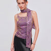 Floral Ruched Cami Top with Scarf in Lavender