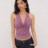 Cowl Neck Sleeveless Draped Knit Top in Powder Pink